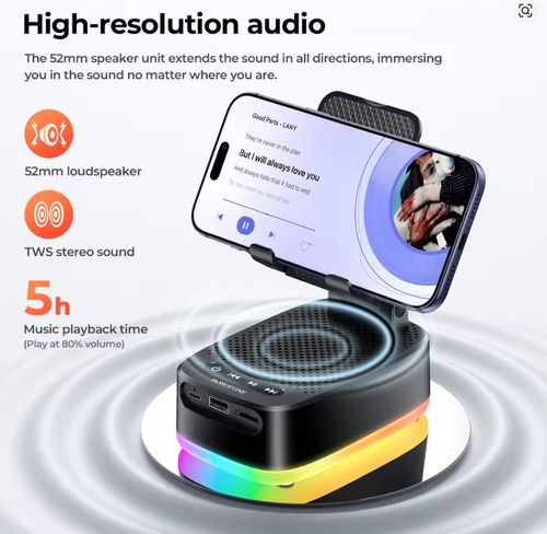 Compact Design! Portable Wireless Speaker With Phone Holder