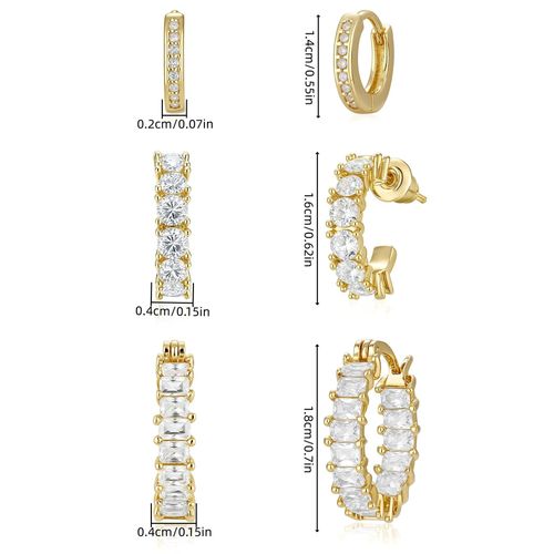 14K Gold Huggie Earrings-3pcs for single ear