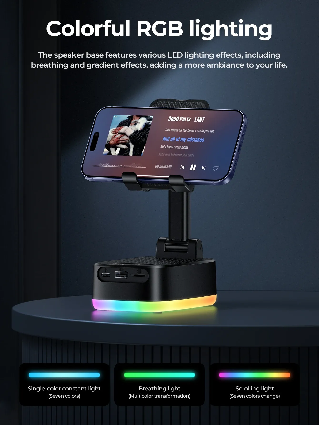 Compact Design! Portable Wireless Speaker With Phone Holder
