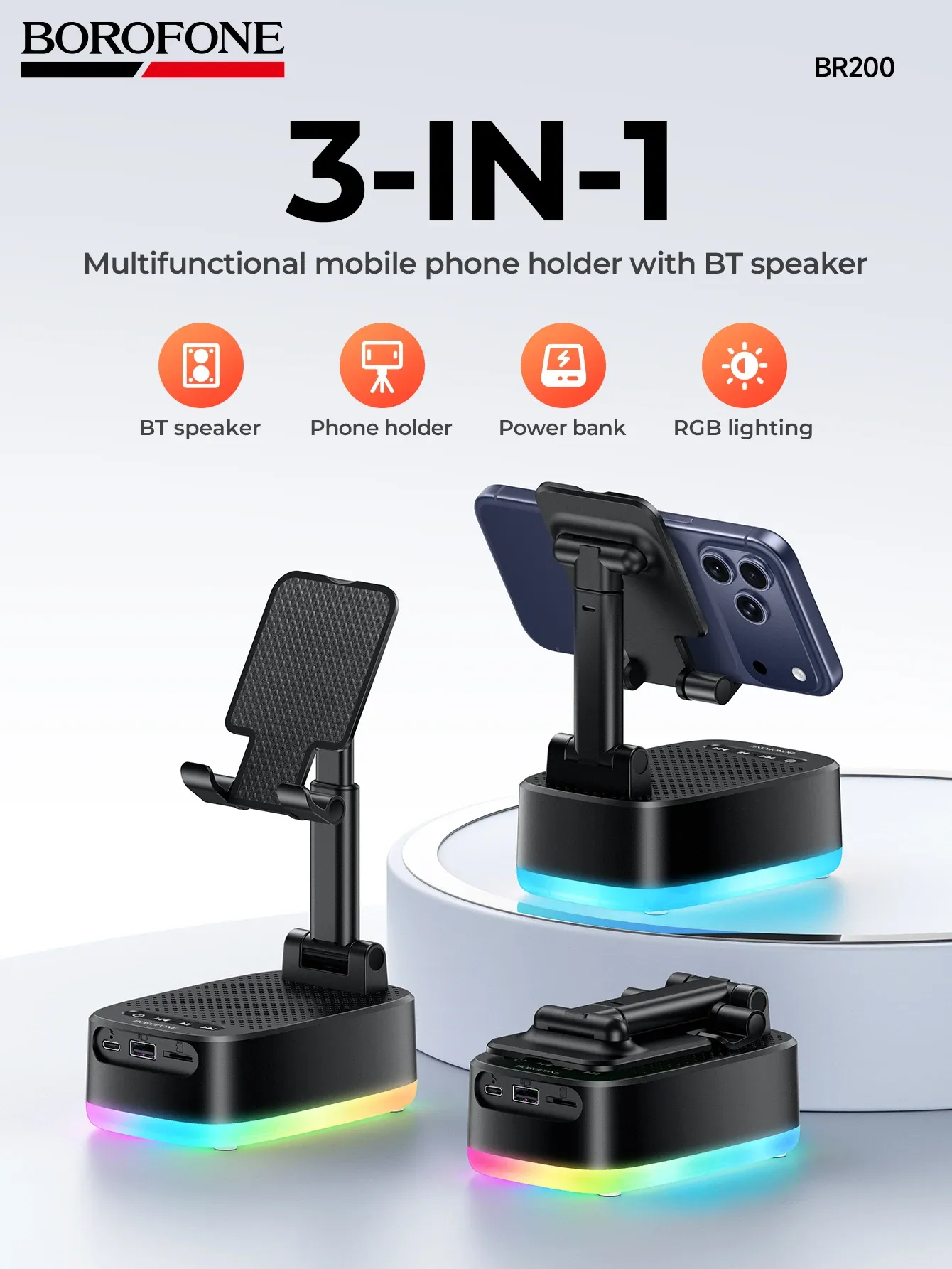 Compact Design! Portable Wireless Speaker With Phone Holder
