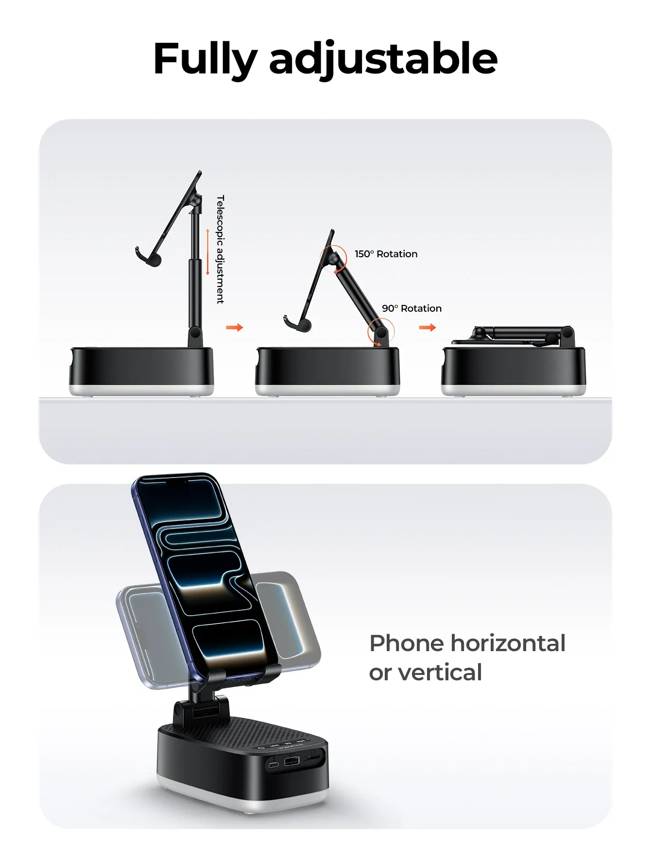 Compact Design! Portable Wireless Speaker With Phone Holder