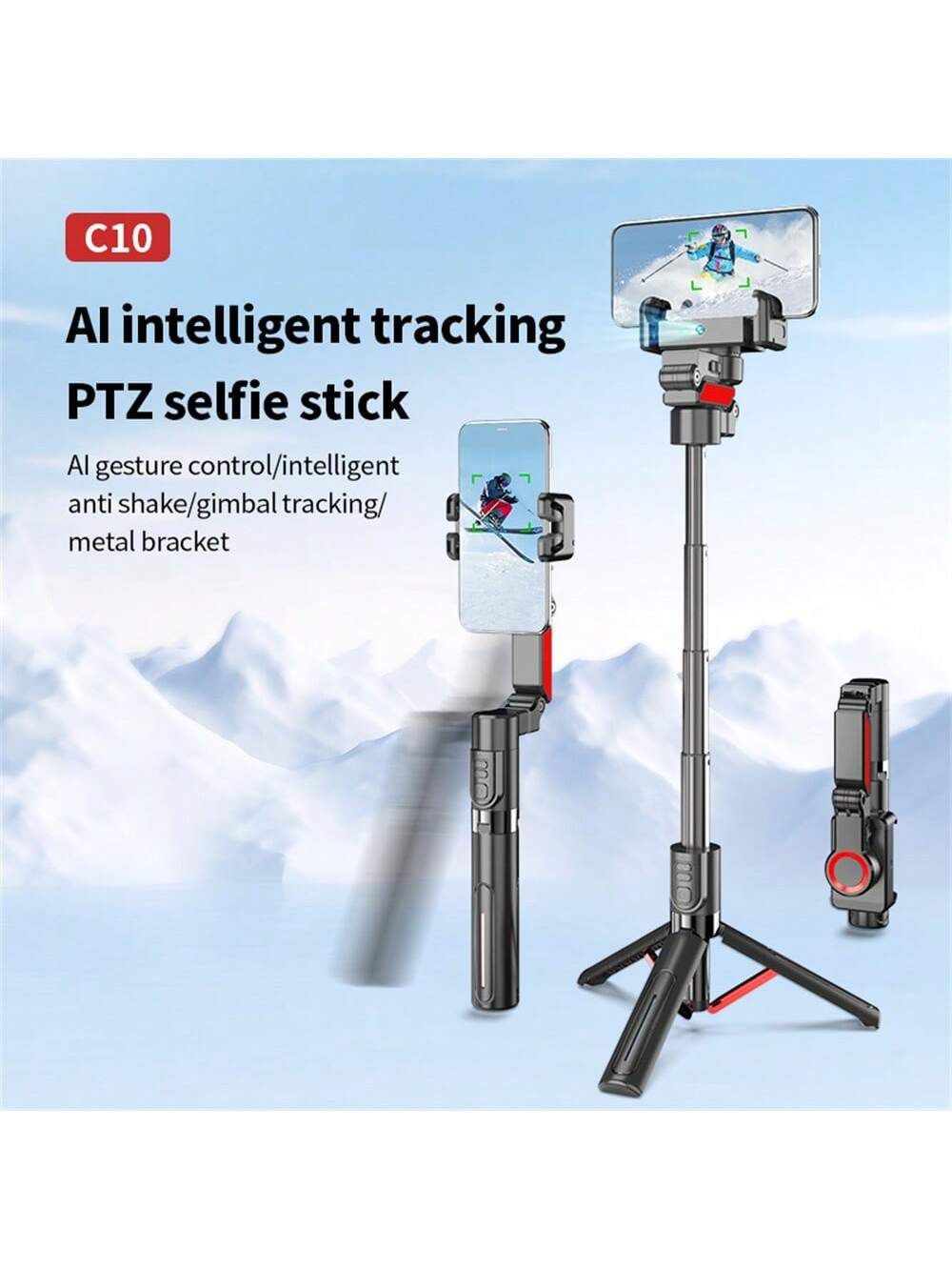 COOL DIER 2025 New AI face tracking Selfie stick tripod 360 Auto Rotation Follow Gimbal Stabilizer With Remote For tiktok Live