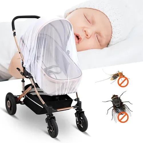Full-Cover Mosquito Net for Strollers Cribs Bassinets - 360° Breathable Mesh & Adjustable Straps, Outdoor Travel Safe with Free Accessories