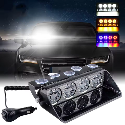 🚗24LED Car Strobe Warning Light 12V Dashboard & Windshield Mount Emergency Flasher​（ Remote Control）