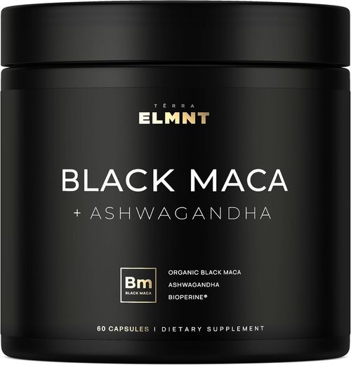 Buy one get one free - Refill capsules ELMNT 40,000mg 40x Strength Organic Black Maca Root + Ashwagandha -  Highest Potency Black Maca Root Capsules for Men Supplement 100% Pure Maca Peruana 40:1 Extract Maca Powder Pills Male Booster