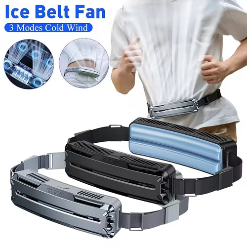 Portable Ice Belt Fan Hanging Waist Fan Rechargeable Mini Cooling Ice Outdoor Camping Hiking Sports Waist Mounted Fan