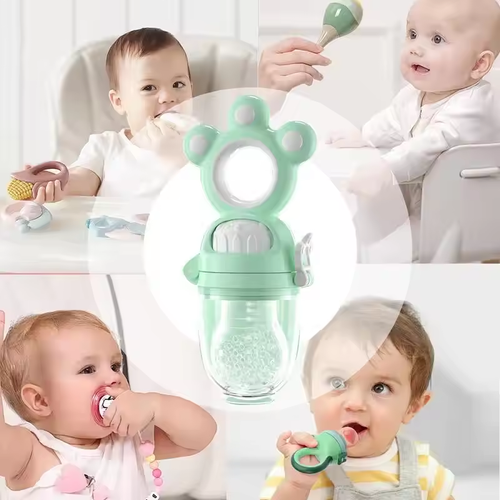Toddler Fruit Feeder Silicone Fruit Food Feeder Teething Pacifier Portable Teether Cat's Paw Designed Feeder For Balanced（2PCS）