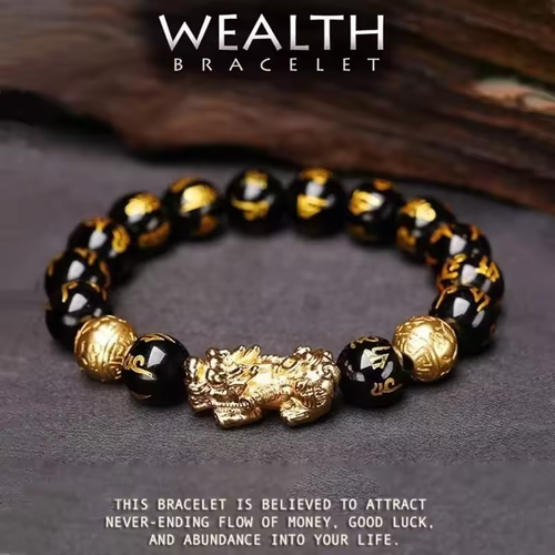 🖤Obsidian Pi Xiu Bracelet💰Sanskrit Wealth & Protection（2pcs）