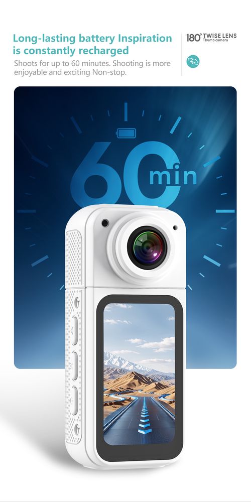 2.7K Thumb Magnetic Action Camera | 180° Rotatable Lens, First-Person Video Recorder