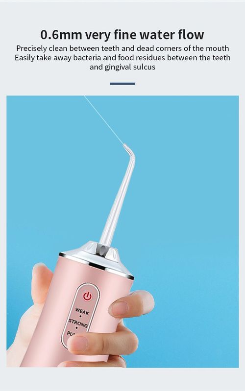 Water Flosser Portable Cordless Oral Irrigator 3 Modes Weak Strong Pulse IPX7 Waterproof Rechargeable Dental Cleaner 360° Rotatable Nozzle 4 Replaceable Tips for Travel Home