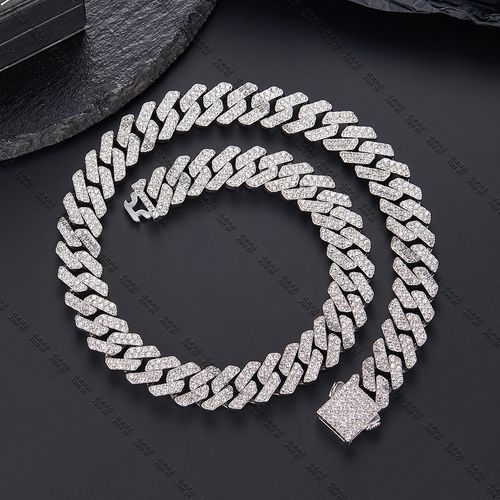 Hip Hop Bling Necklace | Diamond Rhombus Cuban Link Chain, High-End Style