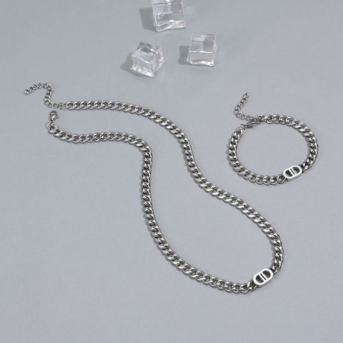 High‑Grade Titanium Steel Letter Necklace, Non‑Fading Versatile Hip‑Hop Choker Jewelry, Cuban Chain Necklace for Men Women