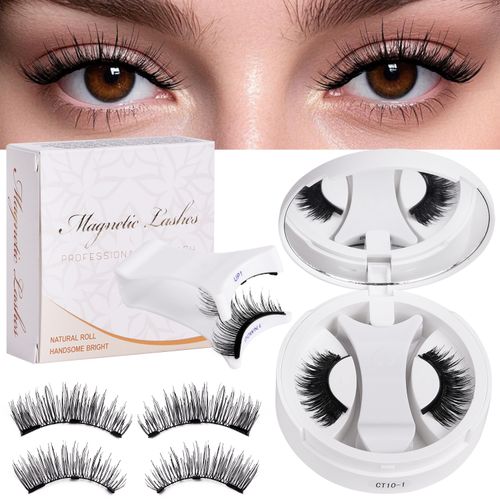 No glue required! Clip-on magnetic lashes with applicator, natural & lightweight, perfect for eye makeup.