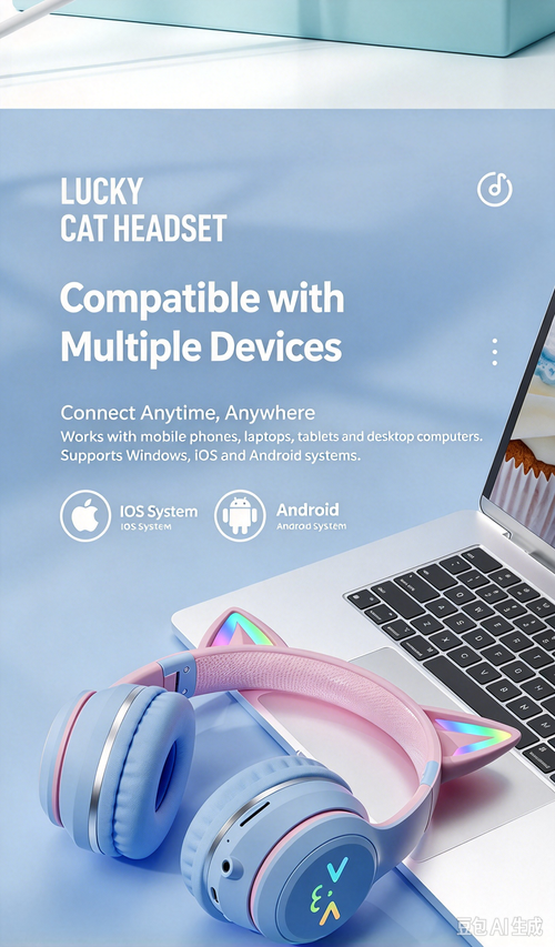 Cute Cat Ear Bluetooth Headset | HiFi Stereo & RGB Lights