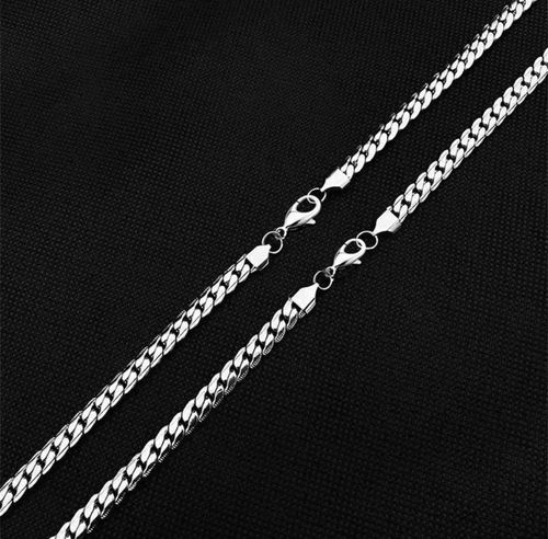 Classic Men Hip Hop Curb Cuban Link Necklace Silver‑Tone Stainless Steel Chain Necklace for Daily Party Wear