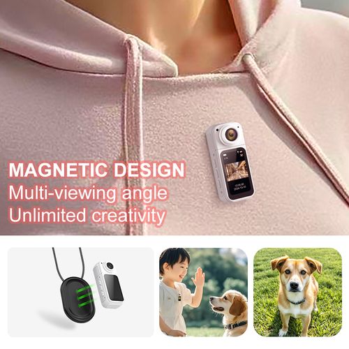 2.7K Thumb Magnetic Action Camera | 180° Rotatable Lens, First-Person Video Recorder