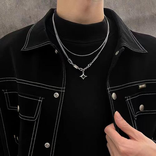 Star Double Layered Necklace for Men | Premium Stainless Steel Tarnish-Free Versatile Jewelry