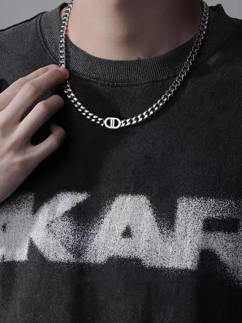 High‑Grade Titanium Steel Letter Necklace, Non‑Fading Versatile Hip‑Hop Choker Jewelry, Cuban Chain Necklace for Men Women