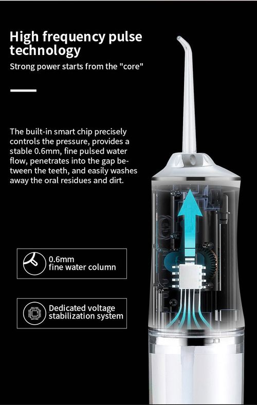 Water Flosser Portable Cordless Oral Irrigator 3 Modes Weak Strong Pulse IPX7 Waterproof Rechargeable Dental Cleaner 360° Rotatable Nozzle 4 Replaceable Tips for Travel Home