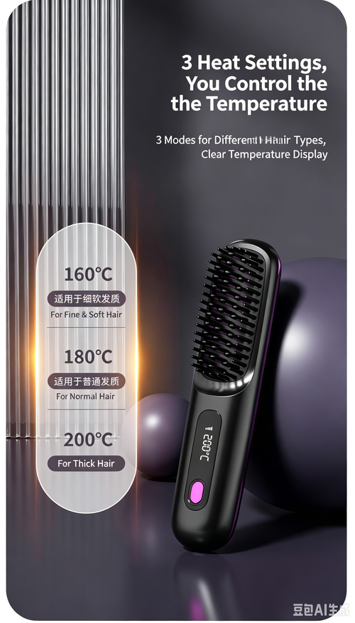 199 Million Negative Ions Wireless Hair Straightener Brush, Multi Temp Adjustable Travel Hot Comb