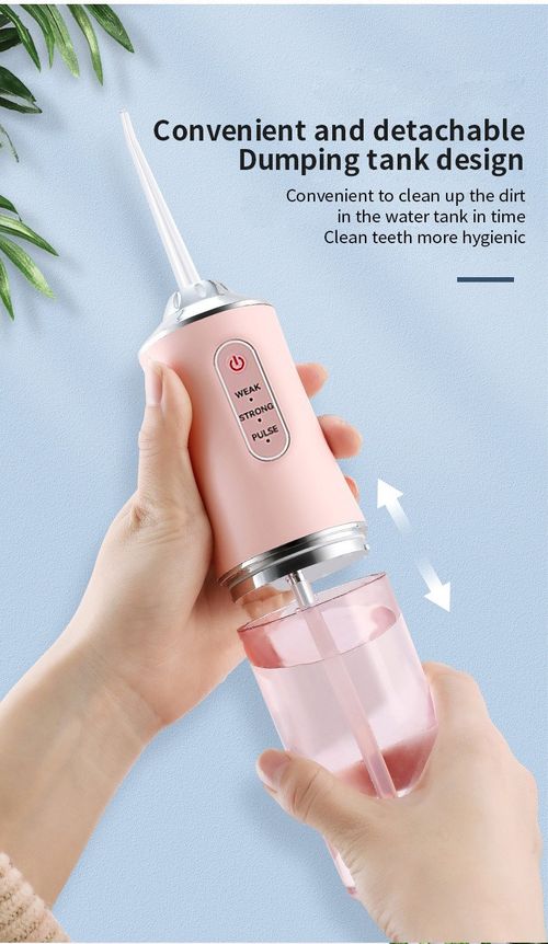 Water Flosser Portable Cordless Oral Irrigator 3 Modes Weak Strong Pulse IPX7 Waterproof Rechargeable Dental Cleaner 360° Rotatable Nozzle 4 Replaceable Tips for Travel Home