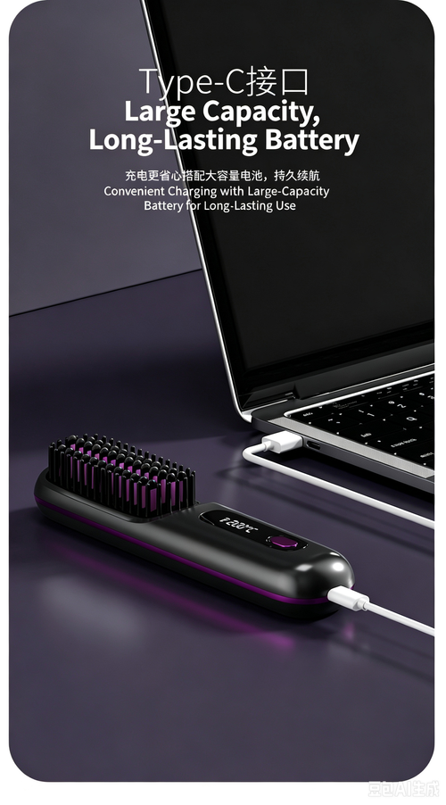 199 Million Negative Ions Wireless Hair Straightener Brush, Multi Temp Adjustable Travel Hot Comb