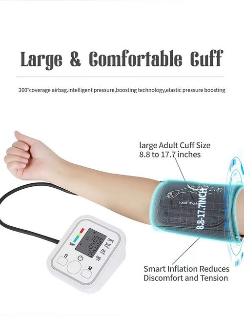 Automatic Digital Upper Arm Blood Pressure Monitor, Accurate BP & Pulse Detector, Large LCD Screen, WHO Hypertension Indicator, Full Package for Home Use