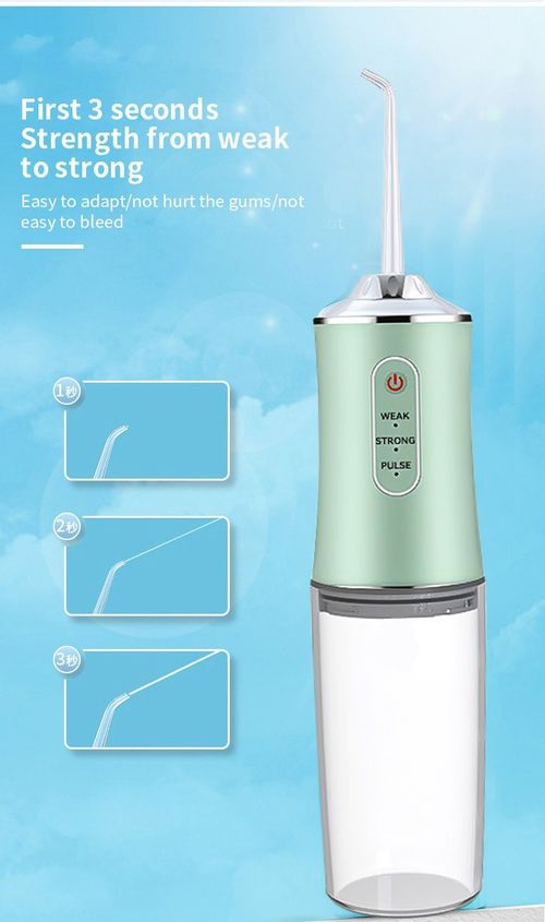 Water Flosser Portable Cordless Oral Irrigator 3 Modes Weak Strong Pulse IPX7 Waterproof Rechargeable Dental Cleaner 360° Rotatable Nozzle 4 Replaceable Tips for Travel Home