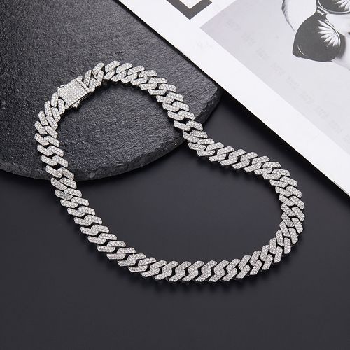 Hip Hop Bling Necklace | Diamond Rhombus Cuban Link Chain, High-End Style