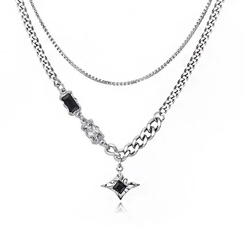 Star Double Layered Necklace for Men | Premium Stainless Steel Tarnish-Free Versatile Jewelry