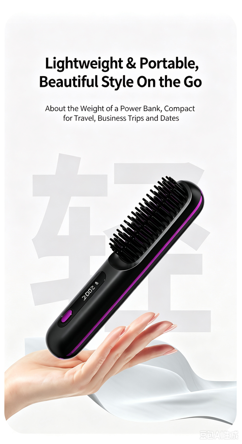 199 Million Negative Ions Wireless Hair Straightener Brush, Multi Temp Adjustable Travel Hot Comb