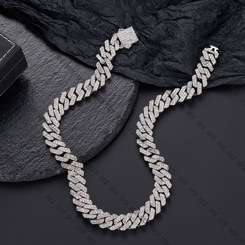Hip Hop Bling Necklace | Diamond Rhombus Cuban Link Chain, High-End Style