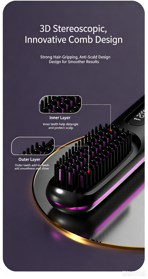 199 Million Negative Ions Wireless Hair Straightener Brush, Multi Temp Adjustable Travel Hot Comb