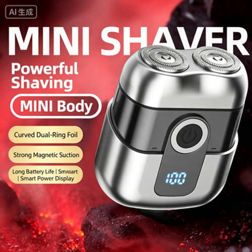 Portable Mini Men Electric Shaver, Smart Digital Power Display, Type‑C USB Rechargeable Pocket Razor for Travel Business Trip Car Home Use