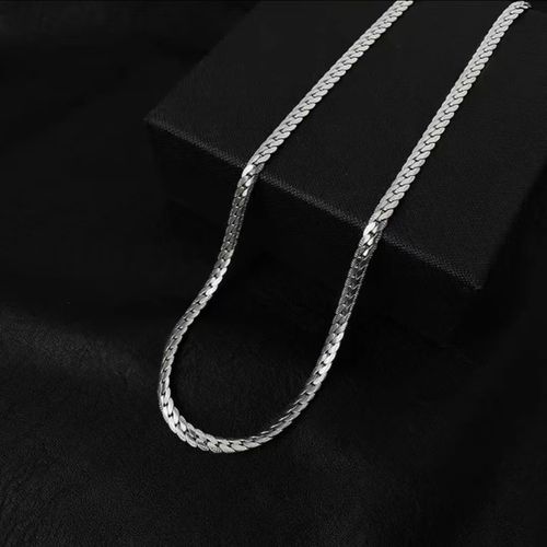 Classic Men Hip Hop Curb Cuban Link Necklace Silver‑Tone Stainless Steel Chain Necklace for Daily Party Wear