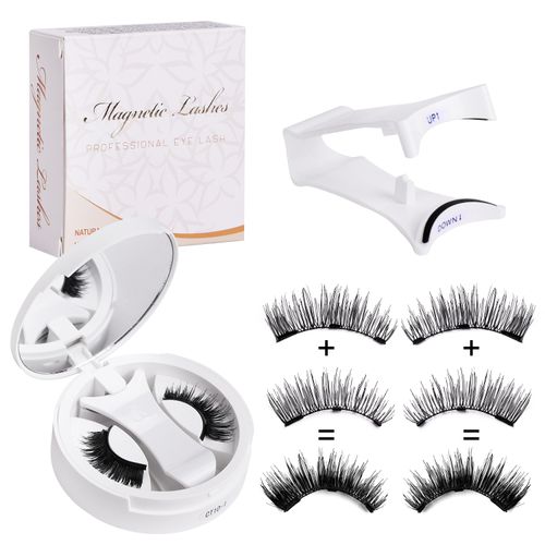 No glue required! Clip-on magnetic lashes with applicator, natural & lightweight, perfect for eye makeup.