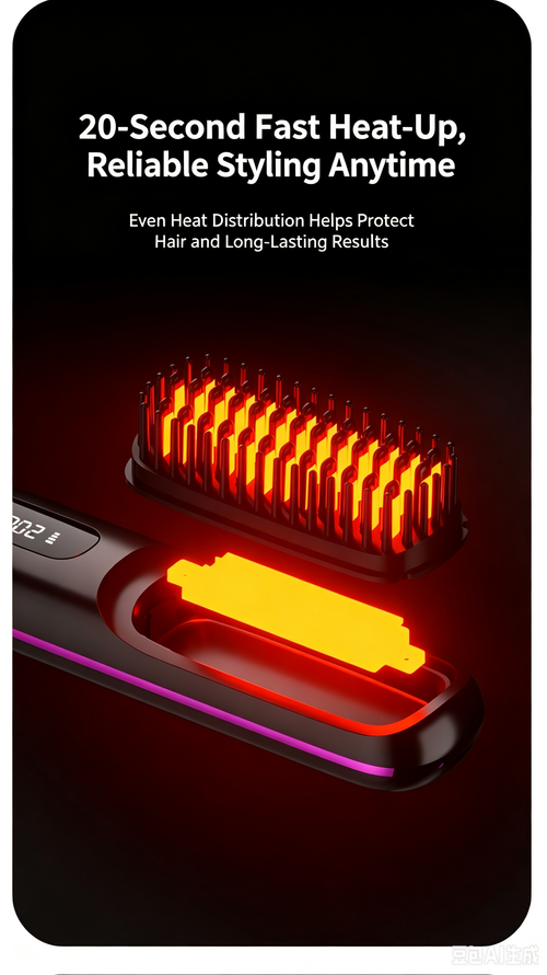 199 Million Negative Ions Wireless Hair Straightener Brush, Multi Temp Adjustable Travel Hot Comb