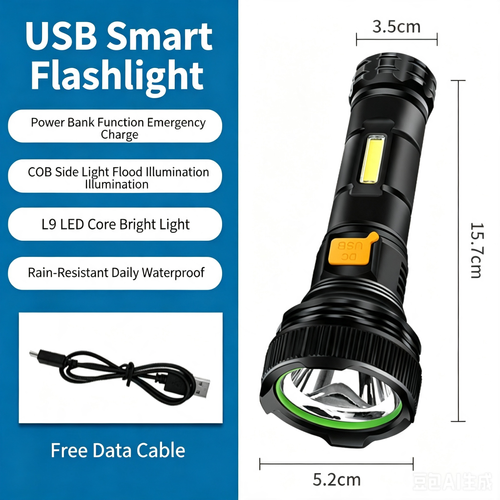 Solar Powered Flashlight, Super Bright High Beam, Outdoor Long Range, Long Lasting Battery, Rechargeable Portable Focus Torch
