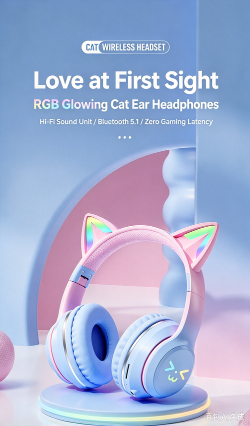 Cute Cat Ear Bluetooth Headset | HiFi Stereo & RGB Lights
