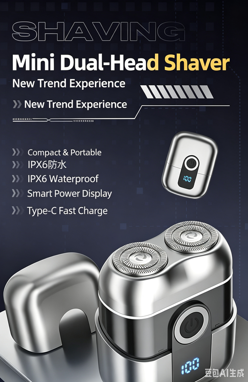 Portable Mini Men Electric Shaver, Smart Digital Power Display, Type‑C USB Rechargeable Pocket Razor for Travel Business Trip Car Home Use
