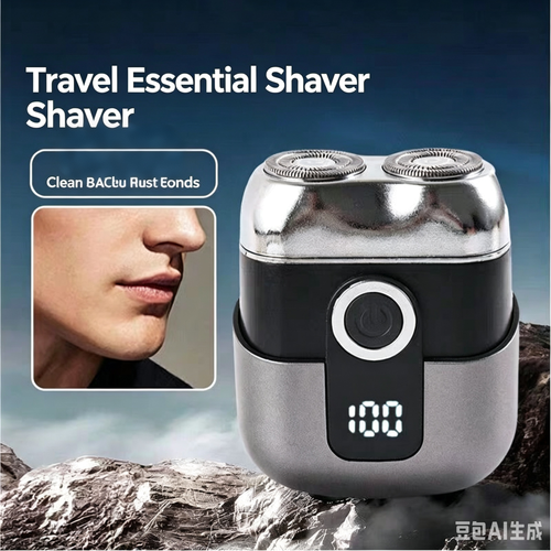 Portable Mini Men Electric Shaver, Smart Digital Power Display, Type‑C USB Rechargeable Pocket Razor for Travel Business Trip Car Home Use