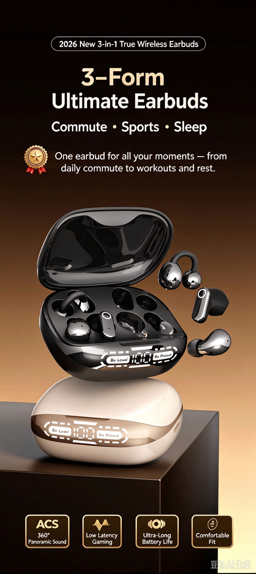 3-in-1 Wireless Earbuds | 3 Wearing Styles In One Case