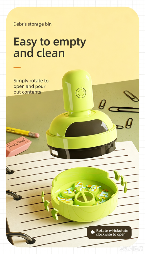 Mini Desktop Vacuum Cleaner｜Micro‑Porous Filter Avoids Dust Blow‑Out, Perfect for Keyboard, Eraser Crumbs & Paper Debris