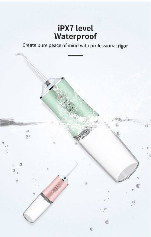 Water Flosser Portable Cordless Oral Irrigator 3 Modes Weak Strong Pulse IPX7 Waterproof Rechargeable Dental Cleaner 360° Rotatable Nozzle 4 Replaceable Tips for Travel Home