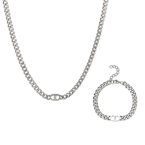 High‑Grade Titanium Steel Letter Necklace, Non‑Fading Versatile Hip‑Hop Choker Jewelry, Cuban Chain Necklace for Men Women