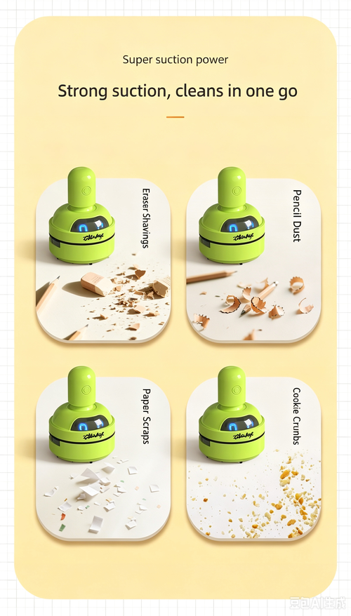 Mini Desktop Vacuum Cleaner｜Micro‑Porous Filter Avoids Dust Blow‑Out, Perfect for Keyboard, Eraser Crumbs & Paper Debris
