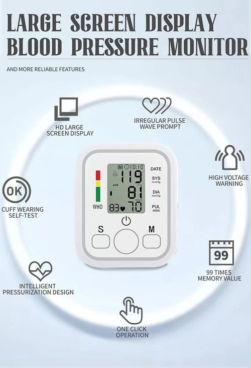 Automatic Digital Upper Arm Blood Pressure Monitor, Accurate BP & Pulse Detector, Large LCD Screen, WHO Hypertension Indicator, Full Package for Home Use