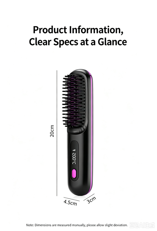 199 Million Negative Ions Wireless Hair Straightener Brush, Multi Temp Adjustable Travel Hot Comb