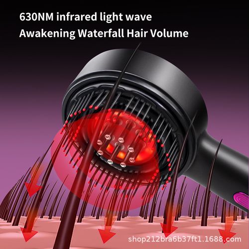 Red‑Light Scalp Massage Comb | IPX7 Waterproof Scalp Care Brush for Hair Root Nourishment & Stress Relief