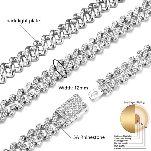 Hip Hop Bling Necklace | Diamond Rhombus Cuban Link Chain, High-End Style